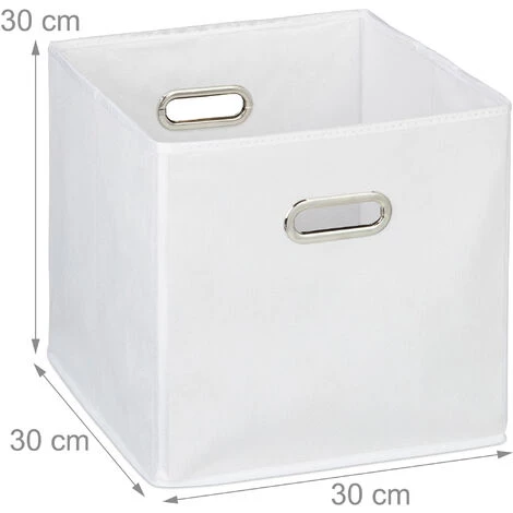 RELAXDAYS 2x Boîtes De Rangement, Sans Couvercle, Avec Poignée, Pliable, Panier En Tissu Carré, 30 Cm, Blanc 6 RELAXDAYS 2x Boîtes De Rangement, Sans Couvercle, Avec Poignée, Pliable, Panier En Tissu Carré, 30 Cm, Blanc – Image 4