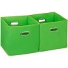 RELAXDAYS 2x Boîtes De Rangement, Sans Couvercle, Avec Poignée, Pliable, Panier En Tissu Carré, 30 Cm, Vert -Petit rangement Soldes Magasin 46569009 1