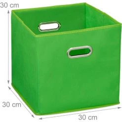 RELAXDAYS 2x Boîtes De Rangement, Sans Couvercle, Avec Poignée, Pliable, Panier En Tissu Carré, 30 Cm, Vert -Petit rangement Soldes Magasin 46569009 4