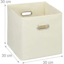 RELAXDAYS 2x Boîtes De Rangement, Sans Couvercle, Avec Poignée, Pliable, Panier En Tissu Carré, 30 Cm, Beige -Petit rangement Soldes Magasin 46569020 4