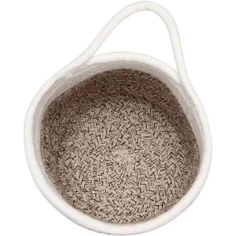 Kueatily Panier Suspendu En Corde De Coton (blanc Et Marron) 4 Kueatily Panier Suspendu En Corde De Coton (blanc Et Marron) – Image 2