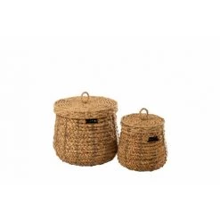 DANSMAMAISON Set De 2 Panier Maurice Jacynthe D'Eau Naturel - L 52 X L 52 X H 43 Cm - Naturel