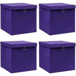 VidaXL Boîtes De Rangement Avec Couvercles 4 Pcs 28x28x28 Cm Violet - Pourpre