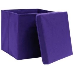VidaXL Boîtes De Rangement Avec Couvercles 4 Pcs 28x28x28 Cm Violet - Pourpre -Petit rangement Soldes Magasin 46767008 4