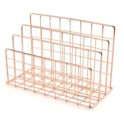 Trieuse De Courrier à 3 Fentes En Fil Métallique, Porte-revue Fichier Journaux Documents Bureau Étagère De Rangement Organisateur (Or Rose)，Starlight