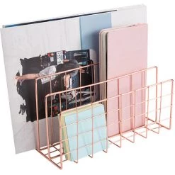 Trieuse De Courrier à 3 Fentes En Fil Métallique, Porte-revue Fichier Journaux Documents Bureau Étagère De Rangement Organisateur (Or Rose)，Starlight -Petit rangement Soldes Magasin 46775109 3