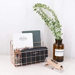 Trieuse De Courrier à 3 Fentes En Fil Métallique, Porte-revue Fichier Journaux Documents Bureau Étagère De Rangement Organisateur (Or Rose)，Starlight -Petit rangement Soldes Magasin 46775109 5