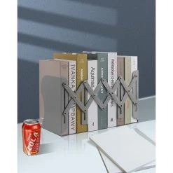 Serre-Livres Réglable En Métal, Serre-Livres Robustes, Serre-Livre Télescopique Pour Cuisine, Bureau, Ecole, Bibliothèque Pour Enfants (Gris)，Starlight -Petit rangement Soldes Magasin 46775110 4