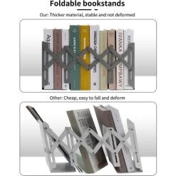 Serre-Livres Réglable En Métal, Serre-Livres Robustes, Serre-Livre Télescopique Pour Cuisine, Bureau, Ecole, Bibliothèque Pour Enfants (Gris)，Starlight -Petit rangement Soldes Magasin 46775110 5