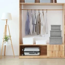 ASUPERMALL Boites De Rangement Empilables 3 Pcs Tissu Gris