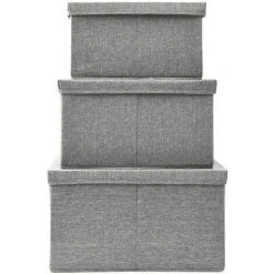 ASUPERMALL Boites De Rangement Empilables 3 Pcs Tissu Gris -Petit rangement Soldes Magasin 46890795 5