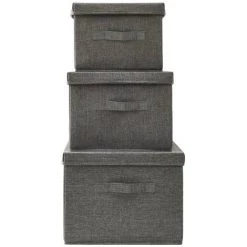 ASUPERMALL Boites De Rangement Empilables 3 Pcs Tissu Anthracite 10 ASUPERMALL Boites De Rangement Empilables 3 Pcs Tissu Anthracite -Petit rangement Soldes Magasin 46890797 4
