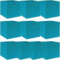 ASUPERMALL Boites De Rangement 10 Pcs Bleu Azure 32x32x32 Cm Tissu