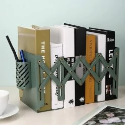 Serre-Livres En Métal Réglable En Fer, Serre-Livres Avec Porte-Stylo Pour La Maison, Le Bureau, L'école, La Bibliothèque (Vert)，Starlight -Petit rangement Soldes Magasin 46969859 3