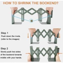 Serre-Livres En Métal Réglable En Fer, Serre-Livres Avec Porte-Stylo Pour La Maison, Le Bureau, L'école, La Bibliothèque (Vert)，Starlight -Petit rangement Soldes Magasin 46969859 5
