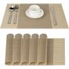 NORCKS Lot De 6 Sets De Table Beige Antidérapant Lavable En PVC 30 X 45 Cm, Résiste à La Chaleur Rigide Antitaches - Kaki -Petit rangement Soldes Magasin 47155982 1