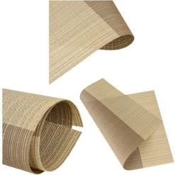 NORCKS Lot De 6 Sets De Table Beige Antidérapant Lavable En PVC 30 X 45 Cm, Résiste à La Chaleur Rigide Antitaches - Kaki -Petit rangement Soldes Magasin 47155982 4