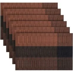 NORCKS Lot De 6 Sets De Table PVC Lavable Antidérapant Résistant à L'usure à La Chaleur, Facile à Nettoyer Et Stocker, 45cmx30cm - Marron