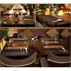 NORCKS Lot De 6 Sets De Table PVC Lavable Antidérapant Résistant à L'usure à La Chaleur, Facile à Nettoyer Et Stocker, 45cmx30cm - Marron -Petit rangement Soldes Magasin 47155990 3