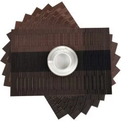 NORCKS Lot De 6 Sets De Table PVC Lavable Antidérapant Résistant à L'usure à La Chaleur, Facile à Nettoyer Et Stocker, 45cmx30cm - Marron -Petit rangement Soldes Magasin 47155990 5