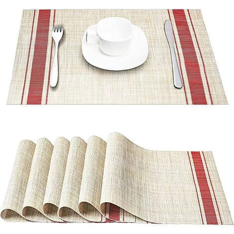 NORCKS Lot De 6 Sets De Tables PVC Lavables Antidérapant Résistant à L'usure à La Chaleur, Facile à Nettoyer Et Stocker, 45cmx30cm - Beige 3 NORCKS Lot De 6 Sets De Tables PVC Lavables Antidérapant Résistant à L'usure à La Chaleur, Facile à Nettoyer Et Stocker, 45cmx30cm - Beige