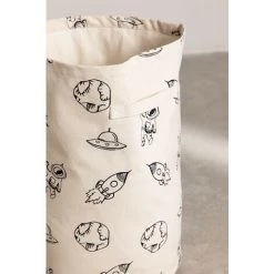 Panier En Coton Planet Kids SKLUM Coton - Blanc - Noir -Petit rangement Soldes Magasin 47309946 3