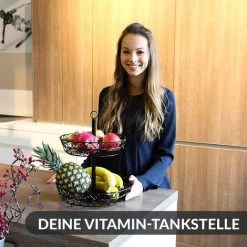 DEVENIRRICHE Chefarone Grande Corbeille A Fruits 2 Etages - Panier A Fruits A Etages En Métal Décoration Plan De Travail - Coupe De Fruit Design Noire – Corbeille Table Fruits Et Legumes Fraîcheur -Petit rangement Soldes Magasin 47507609 3