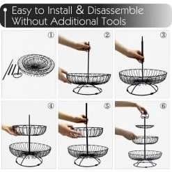 DEVENIRRICHE Corbeille à Fruits En Or Panier à Fruits 3 Étages Grand Panier A Fruits A Etages En Métal Corbeille De Fruits De Légumes Rangement Fruits 30 X 46 Cm Porte Fruits 3 Etages -Petit rangement Soldes Magasin 47507615 5