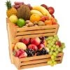 DEVENIRRICHE 2-Niveau Bambou Corbeille A Fruits,Naturel Bois Panier De Rangement Pour Fruit Collations Pain Bureau Affichage,Grande Capacité Pain Légumes Stand De Stockage-Bois 17x28cm(7x11inch) -Petit rangement Soldes Magasin 47507646 1