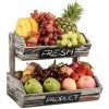 DEVENIRRICHE Panier De Fruits En Bois Rustique 2 Niveaux Avec Tableaux Noirs, Cuisine Décorative De Ferme évider Le Support D'organisateur De Stockage De Bol De Fruits Pour Légumes, Fruits, Aliments, Collations -Petit rangement Soldes Magasin 47507664 1