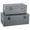 ATMOSPHERA, CRÉATEUR D'INTÉRIEUR Lot De 2 Cantines Métal Gris Forme Valise - Gris -Petit rangement Soldes Magasin 47576259 1