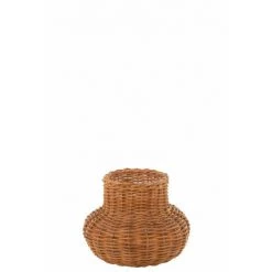 DANSMAMAISON Panier Forme De Vase Rotin Miel Jaune - L 50 X L 50 X H 40 Cm - Naturel