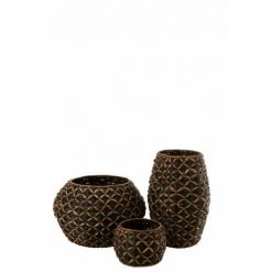 DANSMAMAISON Panier Roni Boule Jacynthe D'Eau Noir/Marron Large - L 62 X L 62 X H 41 Cm - Noir -Petit rangement Soldes Magasin 47608605 2