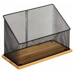 FIVE SIMPLY SMART Organiseur Bureau "Métal & Bambou" 29cm Noir -Petit rangement Soldes Magasin 47675083 2