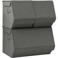 VidaXL Boîtes De Rangement Empilables 3 Pcs Tissu Anthracite - Anthracite -Petit rangement Soldes Magasin 47737988 2