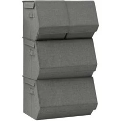 VidaXL Boîtes De Rangement Empilables 4 Pcs Tissu Anthracite - Anthracite -Petit rangement Soldes Magasin 47737991 2