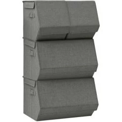 VidaXL Boîtes De Rangement Empilables 4 Pcs Tissu Anthracite - Anthracite -Petit rangement Soldes Magasin 47737991 3