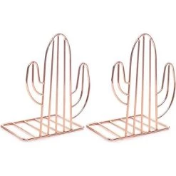 ELLE 2 Pcs Serre-Livres En Métal, Presse-Livres En Forme De Cactus Décoratif Titulaire Pour Rangement Livres Magazines De Bureau Maison Bibliothèque École