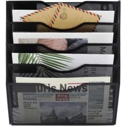 ABCRITAL Porte-Documents Mural À 5 ​​Niveaux, Organisateur De Courrier Suspendu, Porte-Revues Mural En Métal, Noir -Petit rangement Soldes Magasin 47938557 3