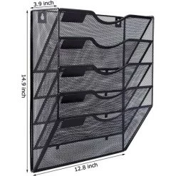 ABCRITAL Porte-Documents Mural À 5 ​​Niveaux, Organisateur De Courrier Suspendu, Porte-Revues Mural En Métal, Noir -Petit rangement Soldes Magasin 47938557 4