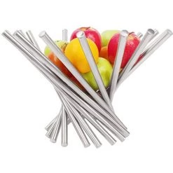 DKSFJKL Corbeille à Fruits En Acier Inoxydable, Design Bol à Fruits, Cadre En Métal, 38 X 26 Cm (argent) -Petit rangement Soldes Magasin 47939721 3