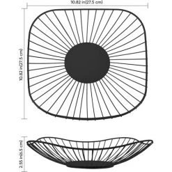 GDRHVFD Corbeille A Fruits, 2 Pcs Panier À Fruit En Fil Métallique, Support Pour Fruits, Fruits Panier De Rangement, Rangement Pour Légumes, Collations, Fruits, Pain, 27.5 X 27.5 X 6.5 Cm(Noir + Or) -Petit rangement Soldes Magasin 47982800 5