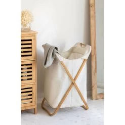 Panier à Linge Brais SKLUM Polyester - Bambou - Blanc Cassé -Petit rangement Soldes Magasin 48097953 2
