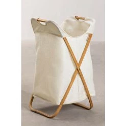 Panier à Linge Brais SKLUM Polyester - Bambou - Blanc Cassé -Petit rangement Soldes Magasin 48097953 3