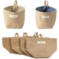 Panier De Rangement Pliable Avec Poignée, Panier De Rangement Coton Et Lin, Coton Lin Panier De Rangement Sac, 4 Couleurs, Pour Installer Des Cosmétiques 13*10*10CM Fontainebleau 4Pcs -Petit rangement Soldes Magasin 48221894 2