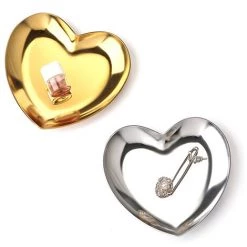 Plateaux De Rangement Coeur En Plateau,Bijoux Plateau De Service En Acier Inoxydable Poli Assiette Décorative Plats De Rangement 10*10*1.1cm Fontainebleau 3Pcs -Petit rangement Soldes Magasin 48221902 3