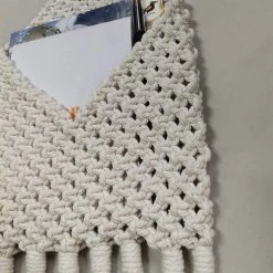 Porte-revues De Style Bohémien - Panier Pour Livres, Fleurs, Décoration Murale Pour Entrée, Salon, 19*50 Cm Fontainebleau Blanc -Petit rangement Soldes Magasin 48221940 5