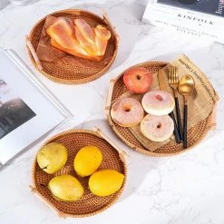 Panier En Osier, Panier De Rangement Tissé,Panier Tressé, Panier De Pique-Nique Portatif Binaural De Collations Aux Fruits 3.5*22*22CM Fontainebleau -Petit rangement Soldes Magasin 48221951 5