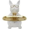 THE HOME DECO FACTORY Vide Poche Déco Bouledogue Cool Assis Blanc Et Doré -Petit rangement Soldes Magasin 48343899 1