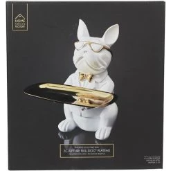 THE HOME DECO FACTORY Vide Poche Déco Bouledogue Cool Assis Blanc Et Doré -Petit rangement Soldes Magasin 48343899 4